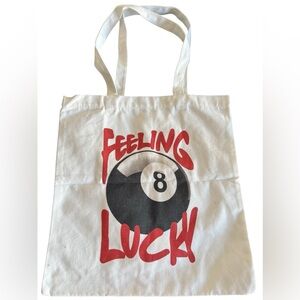 Feeling Lucky 8 Ball Canvas Tote Bag Reusable 15x15” Retro Streetwear Edgy skate